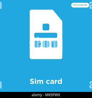 Sim card vector icon isolated on blue background, sign and symbol Stock Vector