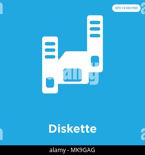 Diskette vector icon isolated on blue background, sign and symbol Stock Vector