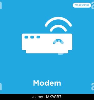 Modem vector icon isolated on blue background, sign and symbol Stock Vector