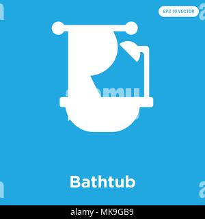 Bathtub vector icon isolated on blue background, sign and symbol Stock Vector