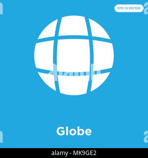 Globe vector icon isolated on blue background, sign and symbol Stock Vector