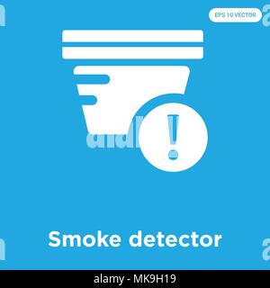 Smoke detector vector icon isolated on blue background, sign and symbol Stock Vector
