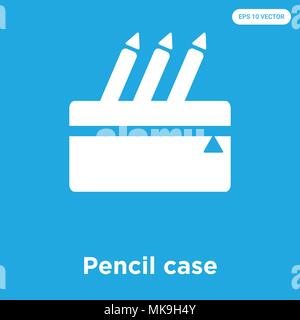 Pencil case vector icon isolated on blue background, sign and symbol Stock Vector