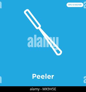 Peeler vector icon isolated on blue background, sign and symbol Stock Vector