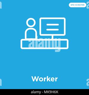 Worker vector icon isolated on blue background, sign and symbol Stock Vector
