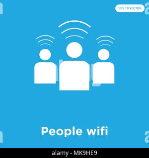 People wifi vector icon isolated on blue background, sign and symbol Stock Vector