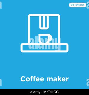 Coffee maker vector icon isolated on blue background, sign and symbol Stock Vector