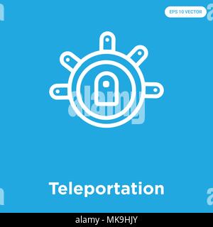 Teleportation vector icon isolated on blue background, sign and symbol Stock Vector