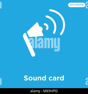 Sound card vector icon isolated on blue background, sign and symbol Stock Vector