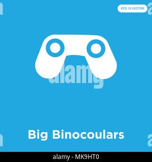Big Binocoulars vector icon isolated on blue background, sign and symbol Stock Vector