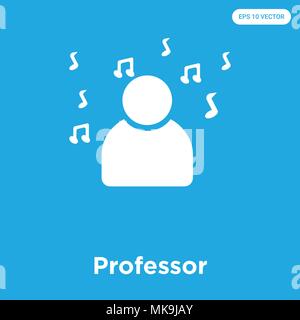 Professor vector icon isolated on blue background, sign and symbol Stock Vector