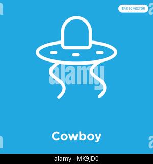 Cowboy vector icon isolated on blue background, sign and symbol Stock Vector