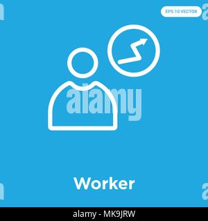 Worker vector icon isolated on blue background, sign and symbol Stock Vector