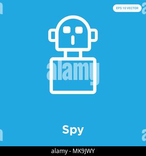 Spy vector icon isolated on blue background, sign and symbol Stock Vector