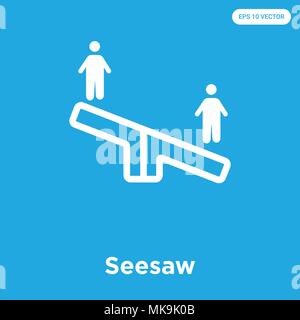 Seesaw vector icon isolated on blue background, sign and symbol Stock Vector