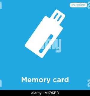 Memory card vector icon isolated on blue background, sign and symbol Stock Vector