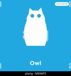 Owl vector icon isolated on blue background, sign and symbol Stock Vector