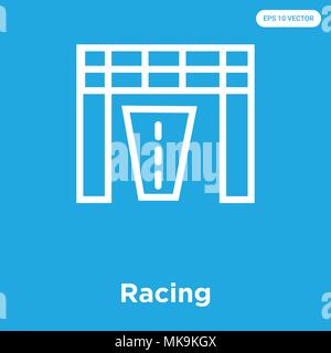 Racing vector icon isolated on blue background, sign and symbol Stock Vector