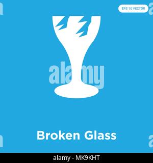 Broken Glass vector icon isolated on blue background, sign and symbol Stock Vector
