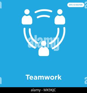 Teamwork vector icon isolated on blue background, sign and symbol Stock Vector