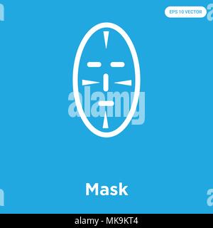 Mask vector icon isolated on blue background, sign and symbol Stock Vector