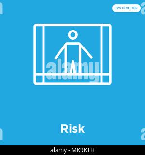 Risk vector icon isolated on blue background, sign and symbol Stock Vector