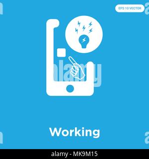 Working vector icon isolated on blue background, sign and symbol Stock Vector