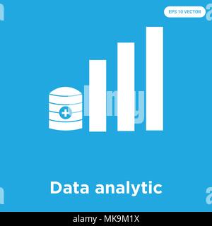 Data analytic vector icon isolated on blue background, sign and symbol Stock Vector