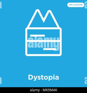 Dystopia vector icon isolated on blue background, sign and symbol Stock Vector