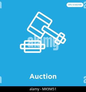 Auction vector icon isolated on blue background, sign and symbol Stock Vector