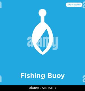 Fishing Buoy vector icon isolated on blue background, sign and symbol Stock Vector