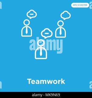 Teamwork vector icon isolated on blue background, sign and symbol Stock Vector