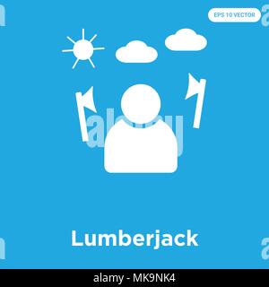 Lumberjack vector icon isolated on blue background, sign and symbol Stock Vector