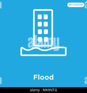 Flood vector icon isolated on blue background, sign and symbol Stock Vector