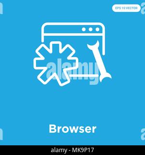 Browser vector icon isolated on blue background, sign and symbol Stock Vector