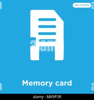Memory card vector icon isolated on blue background, sign and symbol Stock Vector