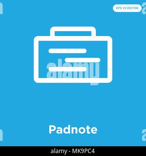 Padnote vector icon isolated on blue background, sign and symbol Stock Vector