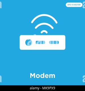 Modem vector icon isolated on blue background, sign and symbol Stock Vector