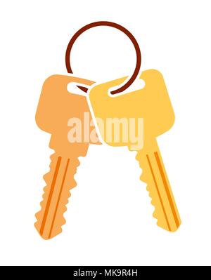 Pair of vector keys with ring. Colorful flat icon for your design. Stock Vector