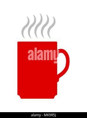 Vector flat illustration, red coffee or tea cup icon. Stock Vector