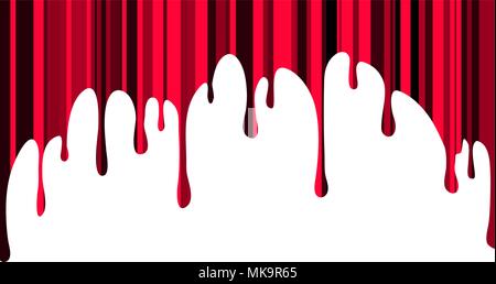 Unusual red  paint drips with vertical tone stripes. Vector illustration for your design. Stock Vector