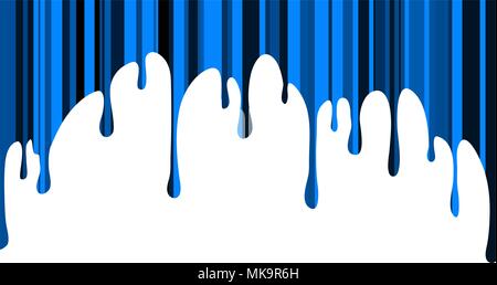 Unusual blue paint drips with vertical tone stripes. Vector illustration for your design. Stock Vector