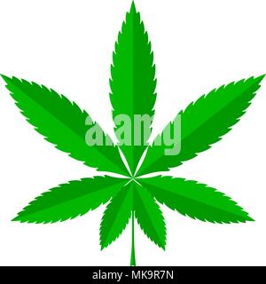 Cannabis or marijuana leaf green vector icon, illustration Stock Vector