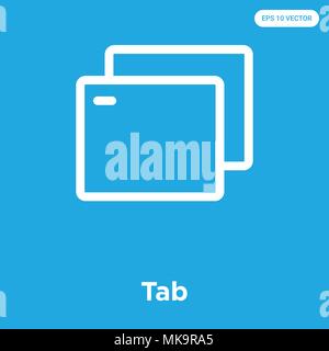 Tab vector icon isolated on blue background, sign and symbol Stock Vector
