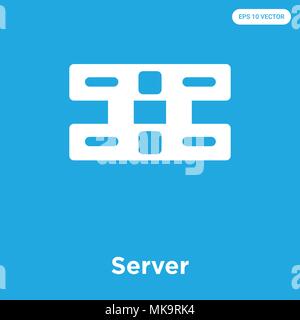 Server vector icon isolated on blue background, sign and symbol Stock Vector
