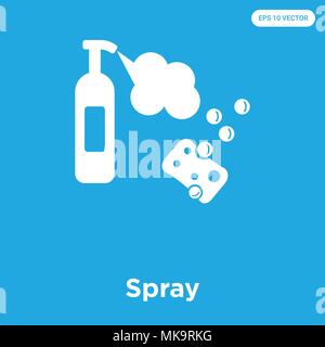 Spray vector icon isolated on blue background, sign and symbol Stock Vector