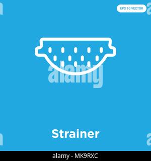 Strainer vector icon isolated on blue background, sign and symbol Stock Vector