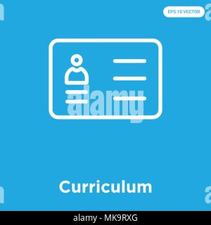 Curriculum vector icon isolated on blue background, sign and symbol Stock Vector
