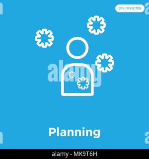 Planning vector icon isolated on blue background, sign and symbol Stock Vector