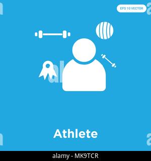Athlete vector icon isolated on blue background, sign and symbol Stock Vector